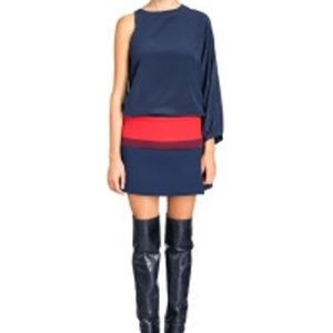 Cynthia Rowley Color Block Navy/Red Bonded Sk